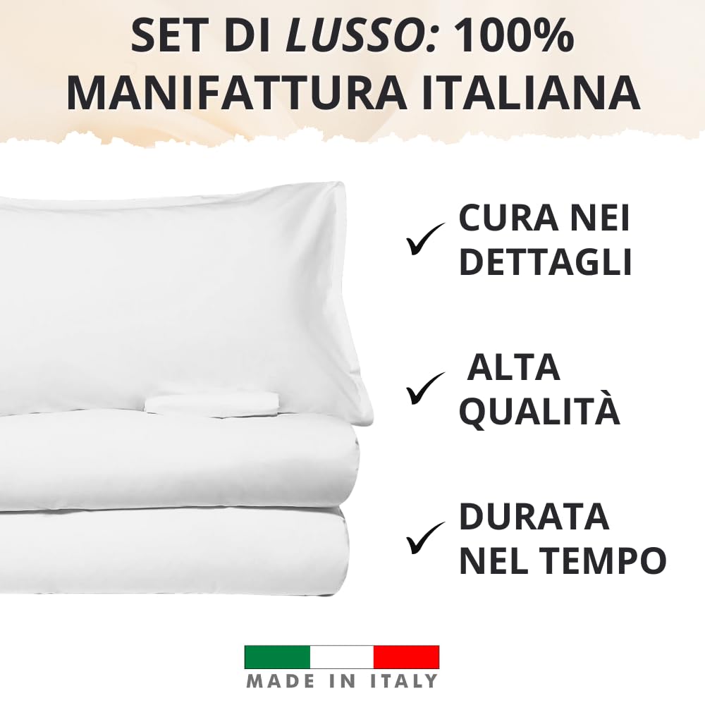 Set Completo Lenzuola in Microfibra, con Federe, Completo Letto, Made in Italy