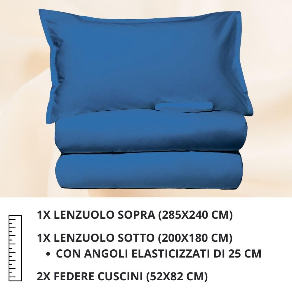 Set Completo Lenzuola in Microfibra, con Federe, Completo Letto, Made in Italy