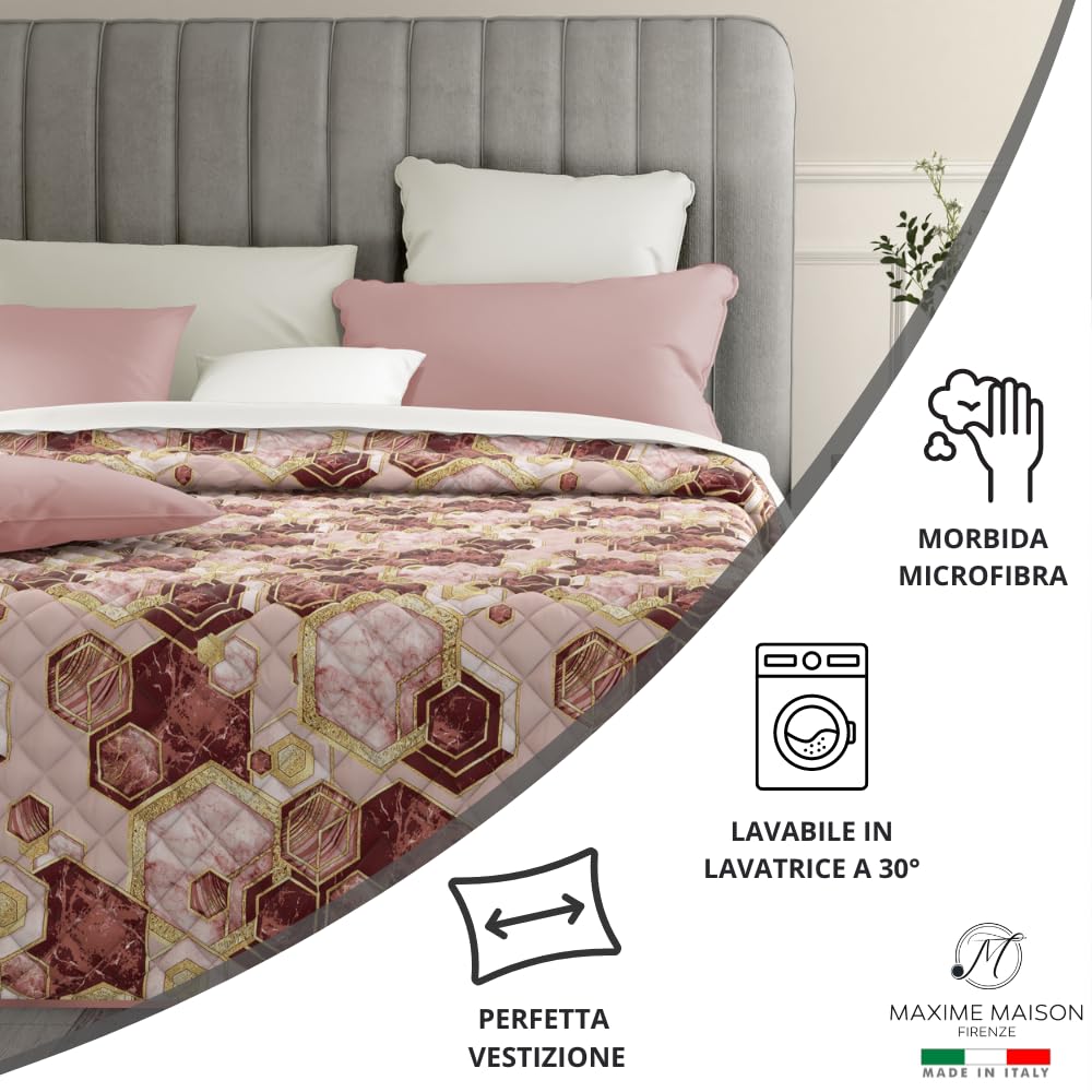 Copriletto (100 gr/mq) Mezza Stagione in Raso di Cotone Satin, Made in Italy