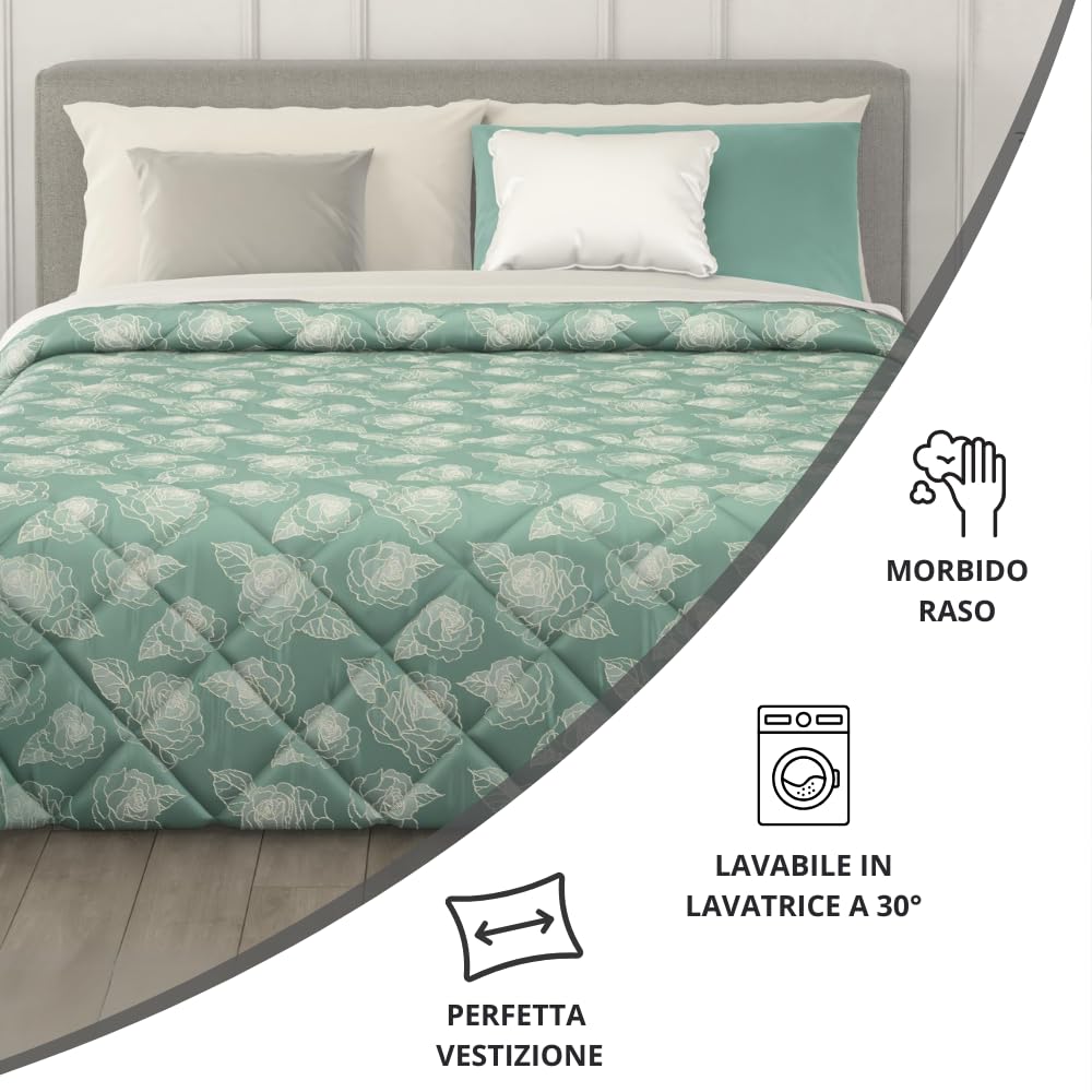 Trapunta Invernale in Raso Jacquard, Piumone Matrimoniale Invernale (300gr/mq)