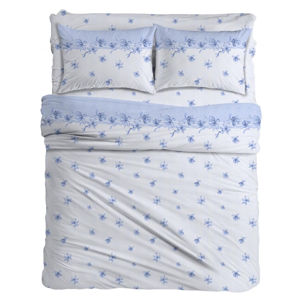 MAXIME MAISON Firenze - Set Lenzuola Letto Singolo Cotone 100% Completo con Federe Cuscini Stampate, Made in Italy Anallergico e Antiacaro (Motivo Ambra)