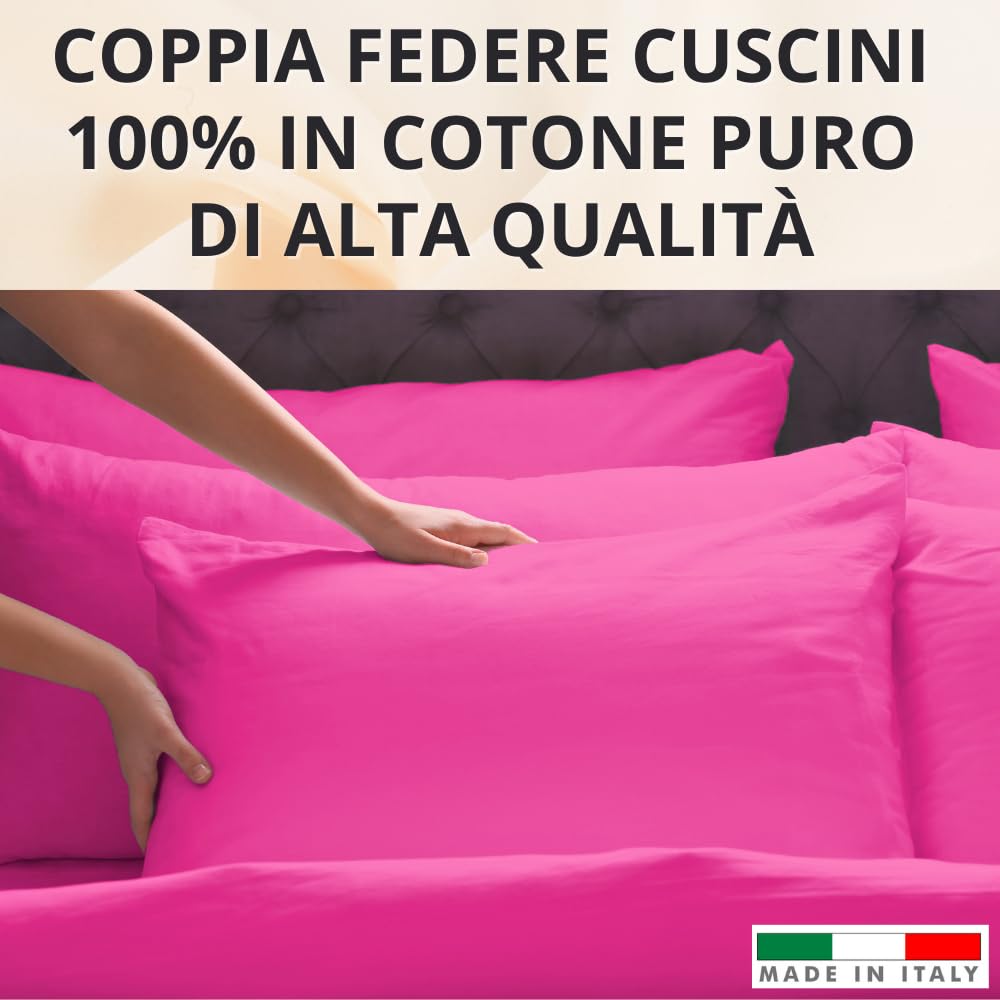 Federe Cuscino Letto, Misto Cotone, Tinta Unita (Misure 52x82cm), Chiusura a Busta, Fodera Cuscini, Copri Cuscino Letto, Federe Cuscini, Cotone