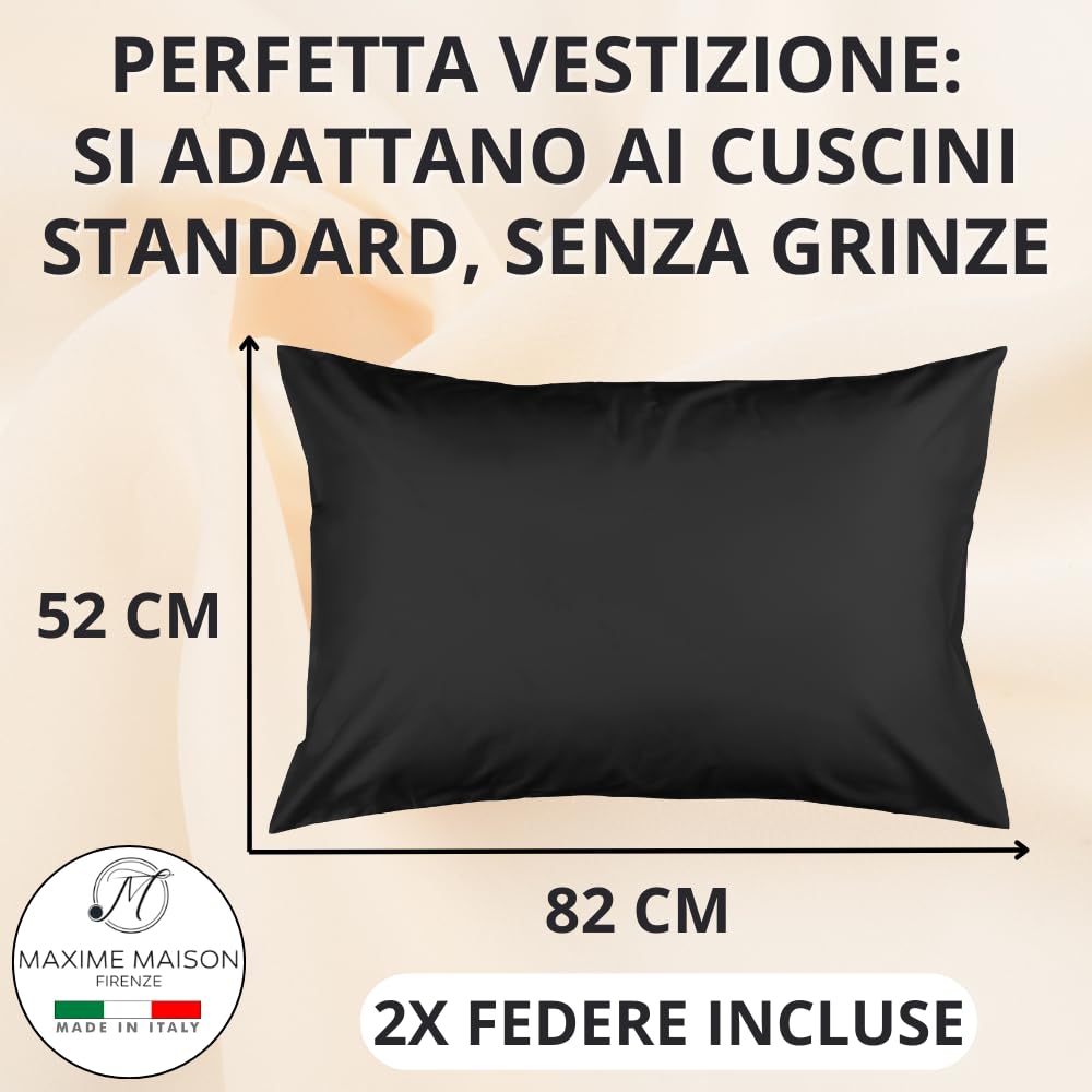 Federe Cuscino Letto, Misto Cotone, Tinta Unita (Misure 52x82cm), Chiusura a Busta, Fodera Cuscini, Copri Cuscino Letto, Federe Cuscini, Cotone
