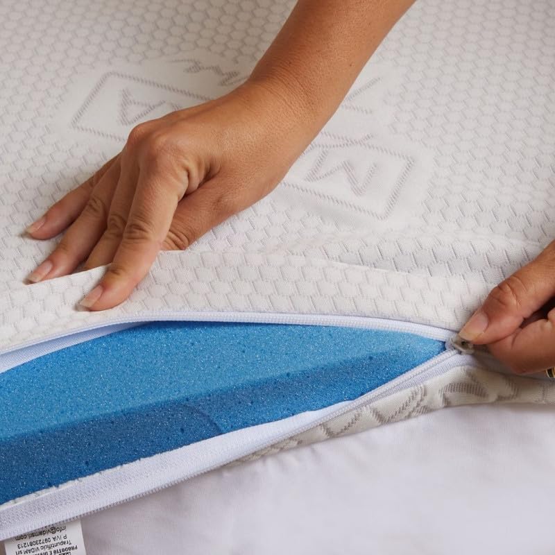 Topper Sfoderabile in Memory Foam da 5 cm, Prodotto Italiano Antiacaro e Anallergico, Correttore per Materassi Vecchi o Scomodi