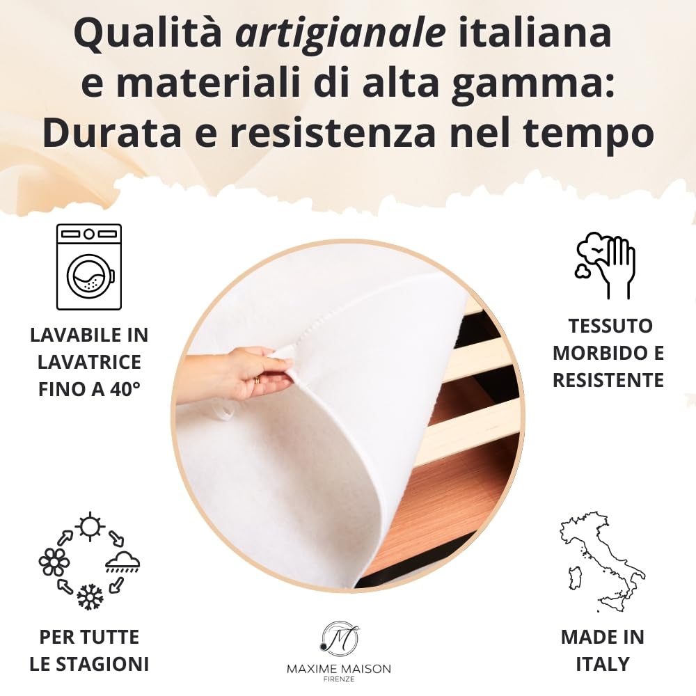 Coprirete Trapuntato con Imbottitura, Lacci agli Angoli, Anallergico e Antiacaro, Traspirante, Manifattura Made in Italy
