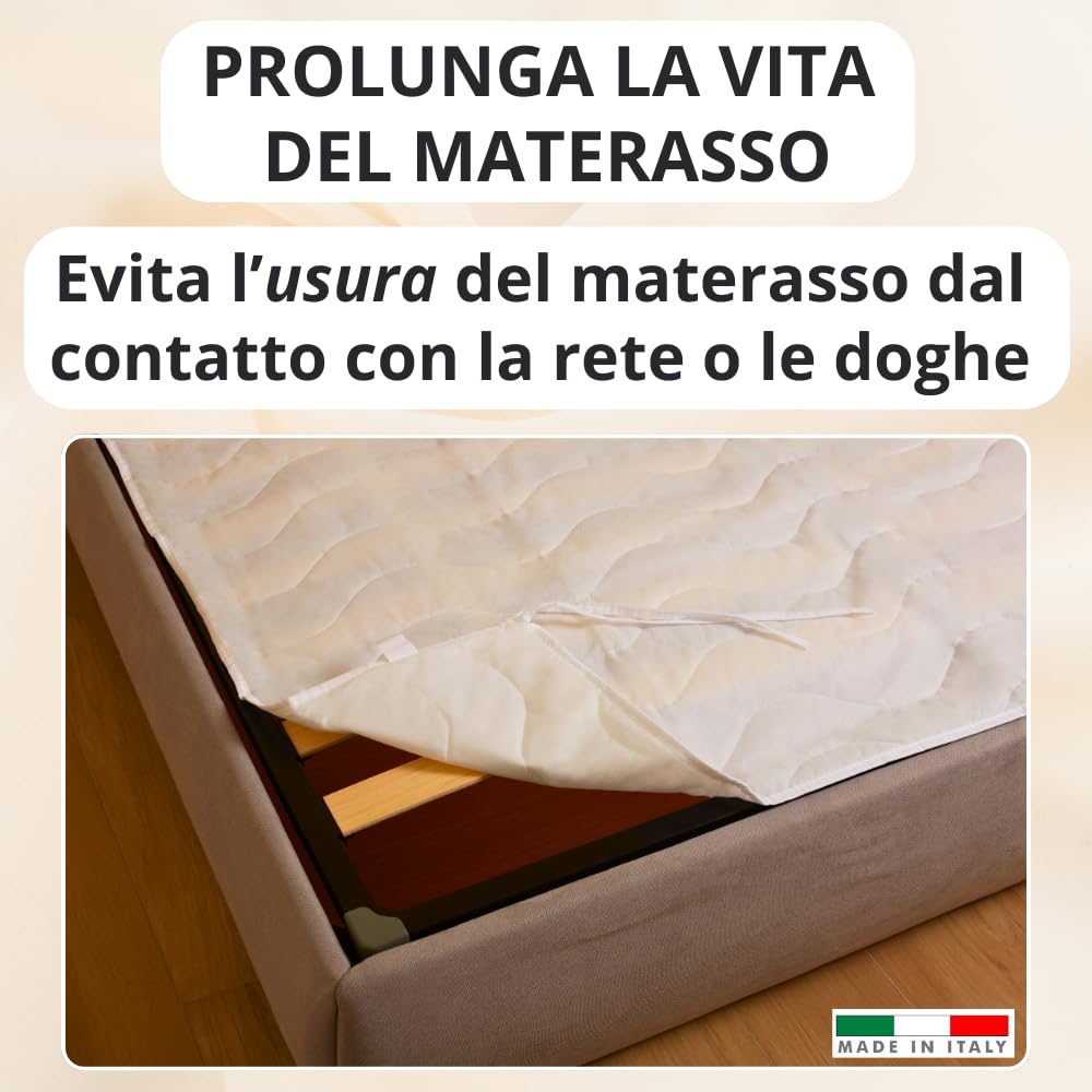 Coprirete Trapuntato con Imbottitura, Lacci agli Angoli, Anallergico e Antiacaro, Traspirante, Manifattura Made in Italy