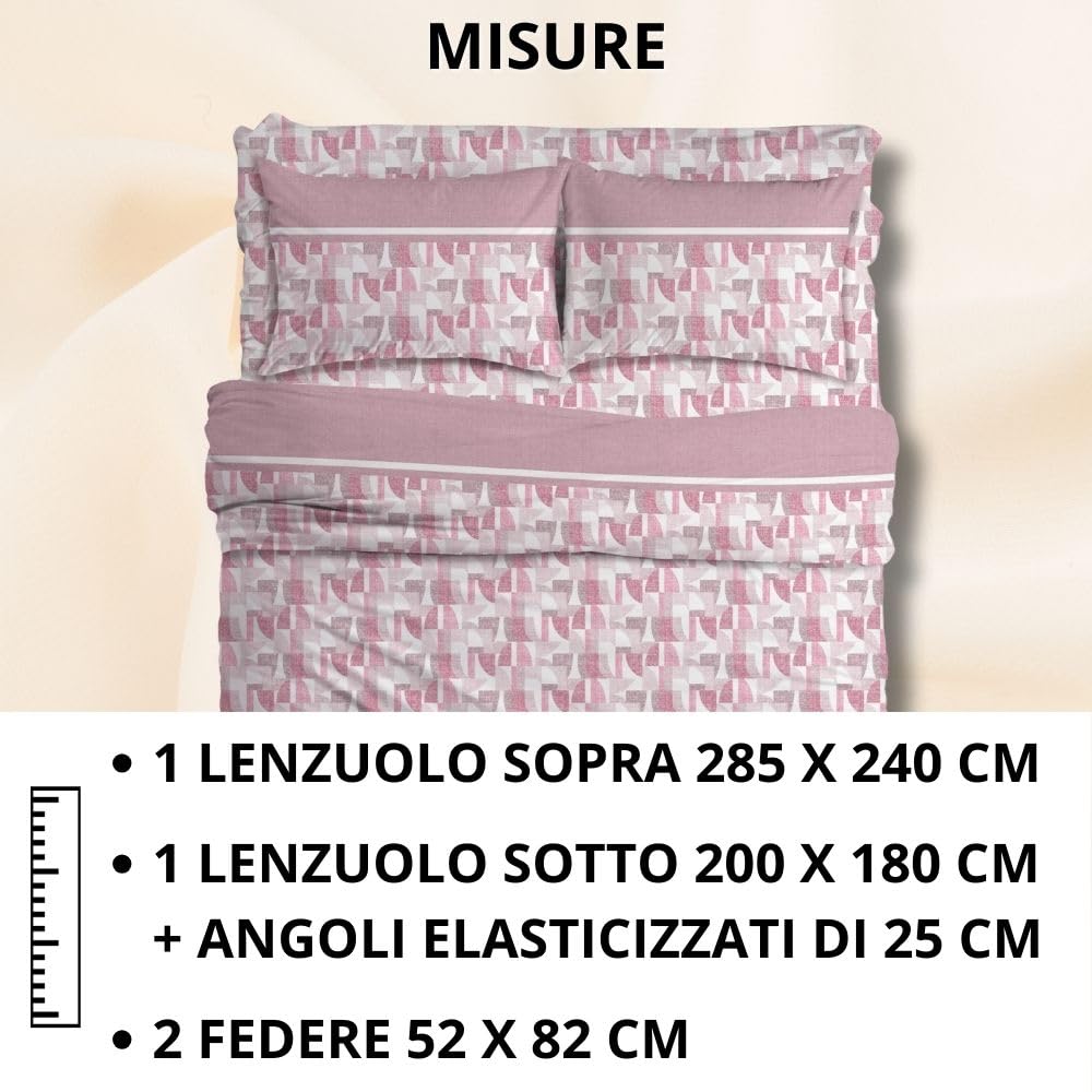 MAXIME MAISON Firenze - Set Lenzuola Letto Singolo Cotone 100% Completo con Federe Cuscini Stampate, Made in Italy Anallergico e Antiacaro (Motivo Ambra)