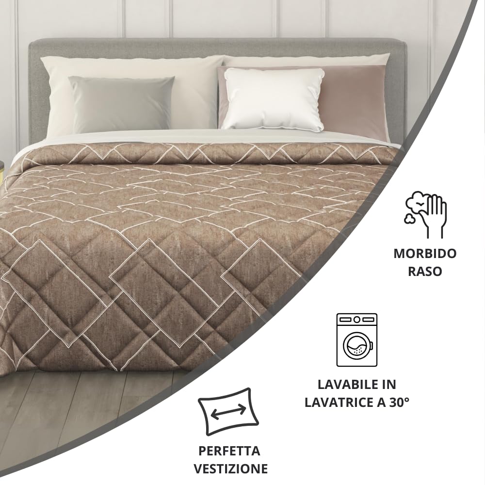 Trapunta Invernale in Raso Jacquard, Piumone Matrimoniale Invernale (300gr/mq)