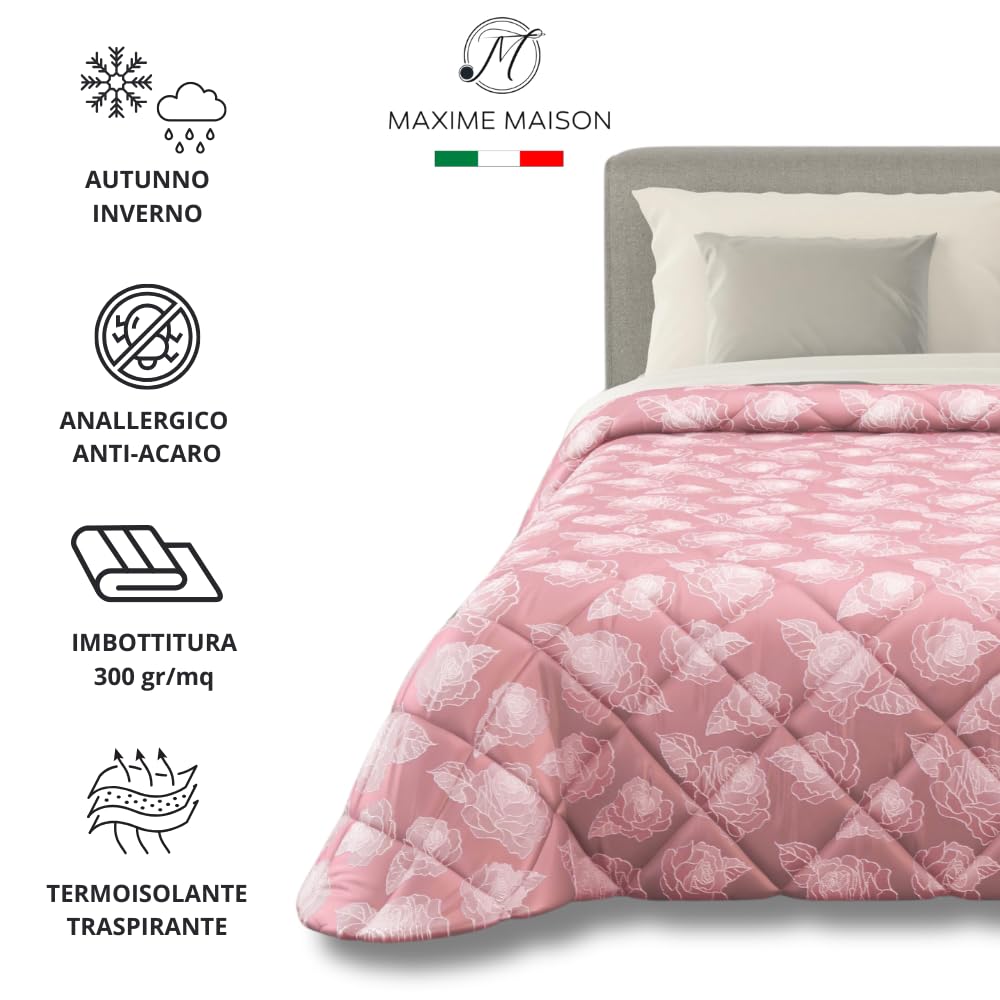 Trapunta Invernale in Raso Jacquard, Piumone Matrimoniale Invernale (300gr/mq)