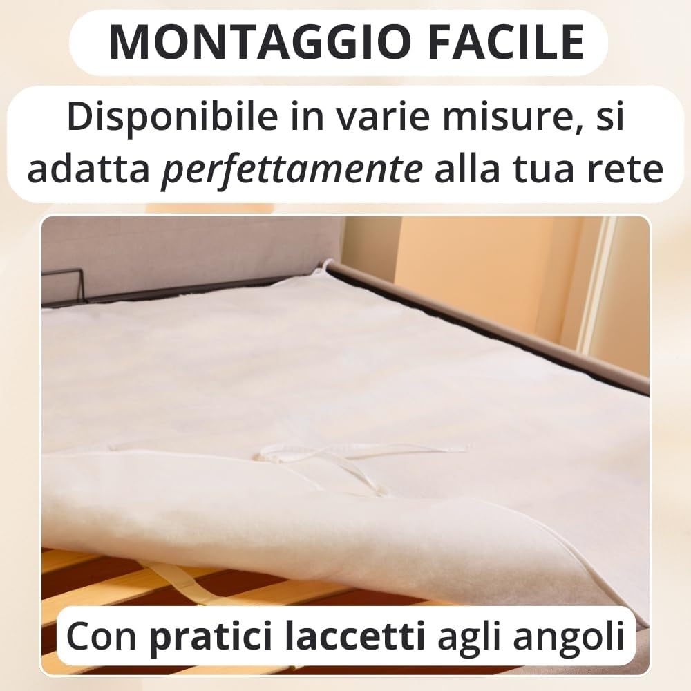 Coprirete Trapuntato con Imbottitura, Lacci agli Angoli, Anallergico e Antiacaro, Traspirante, Manifattura Made in Italy