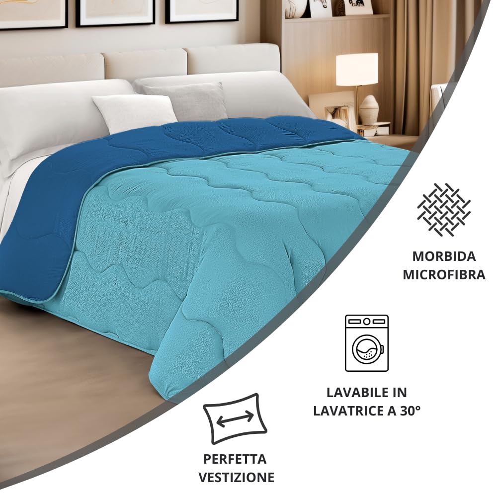 Trapunta Piumone Invernale Double-Face in Morbida Microfibra Imbottitura 300 gr/mq
