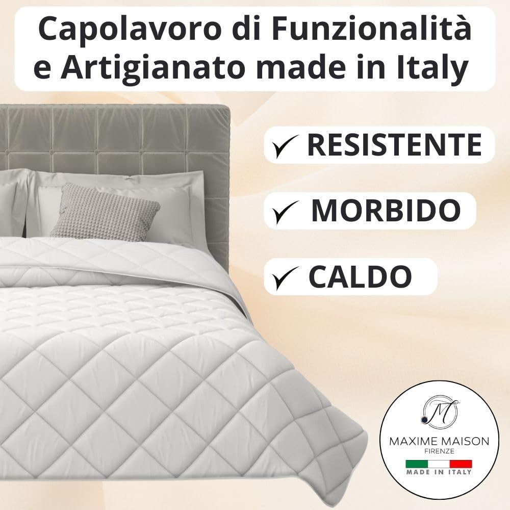Piumino Autunnale / Invernale, Bianco, Imbottitura 350gr, 4 Misure Disponibili - Made in Italy
