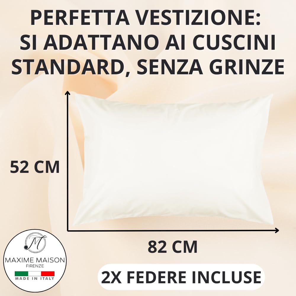 Federe Cuscino Letto, Misto Cotone, Tinta Unita (Misure 52x82cm), Chiusura a Busta, Fodera Cuscini, Copri Cuscino Letto, Federe Cuscini, Cotone