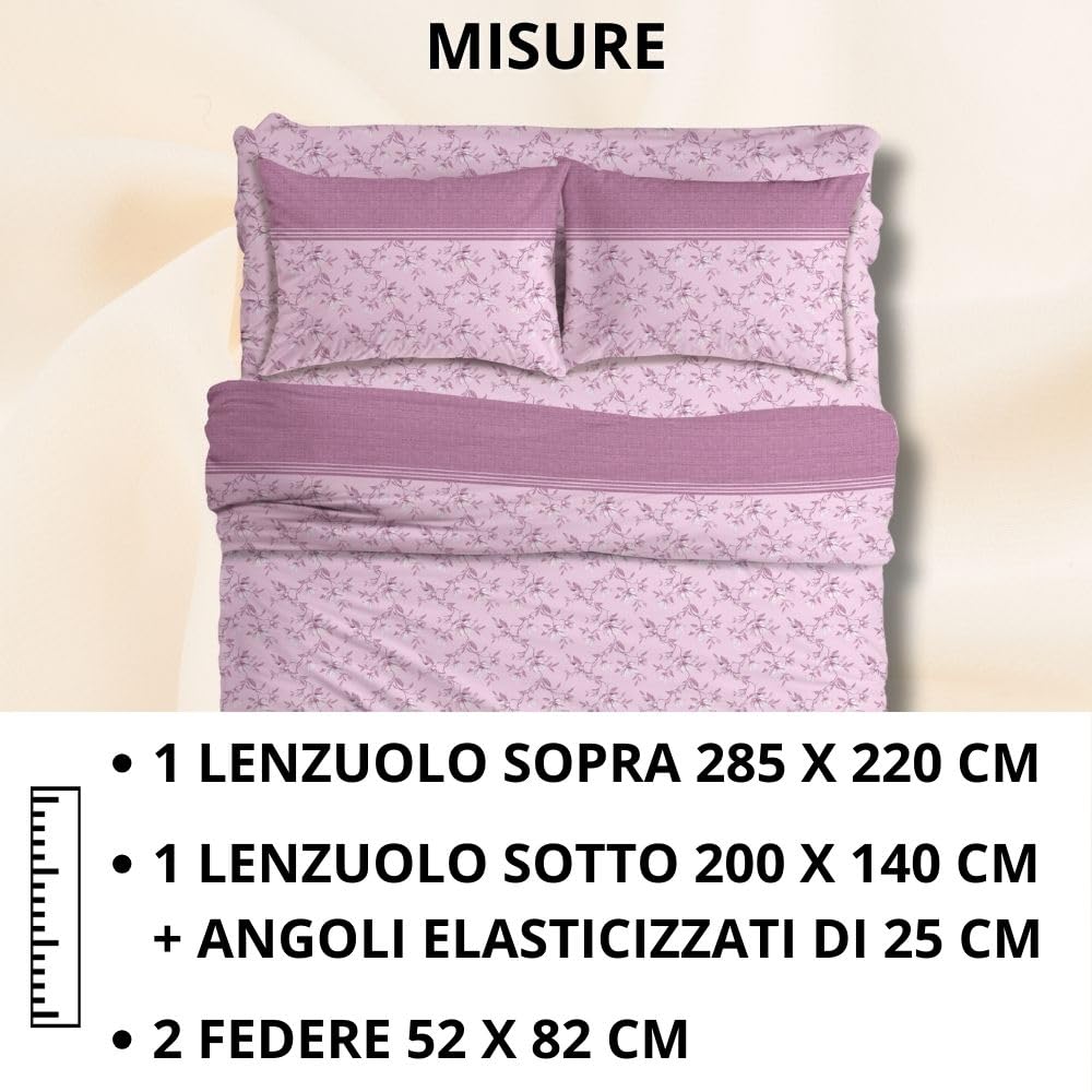 MAXIME MAISON Firenze - Set Lenzuola Letto Singolo Cotone 100% Completo con Federe Cuscini Stampate, Made in Italy Anallergico e Antiacaro (Motivo Ambra)