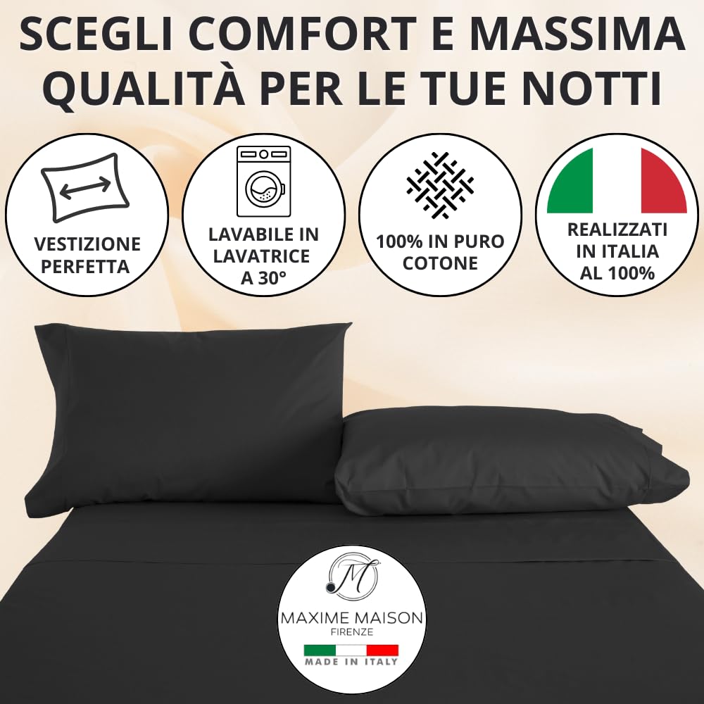 Federe Cuscino Letto, Misto Cotone, Tinta Unita (Misure 52x82cm), Chiusura a Busta, Fodera Cuscini, Copri Cuscino Letto, Federe Cuscini, Cotone