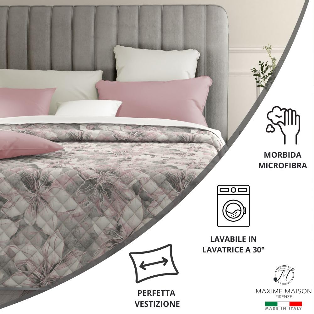Copriletto (100 gr/mq) Mezza Stagione in Raso di Cotone Satin, Made in Italy
