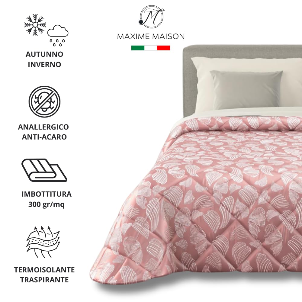 Trapunta Invernale in Raso Jacquard, Piumone Matrimoniale Invernale (300gr/mq)