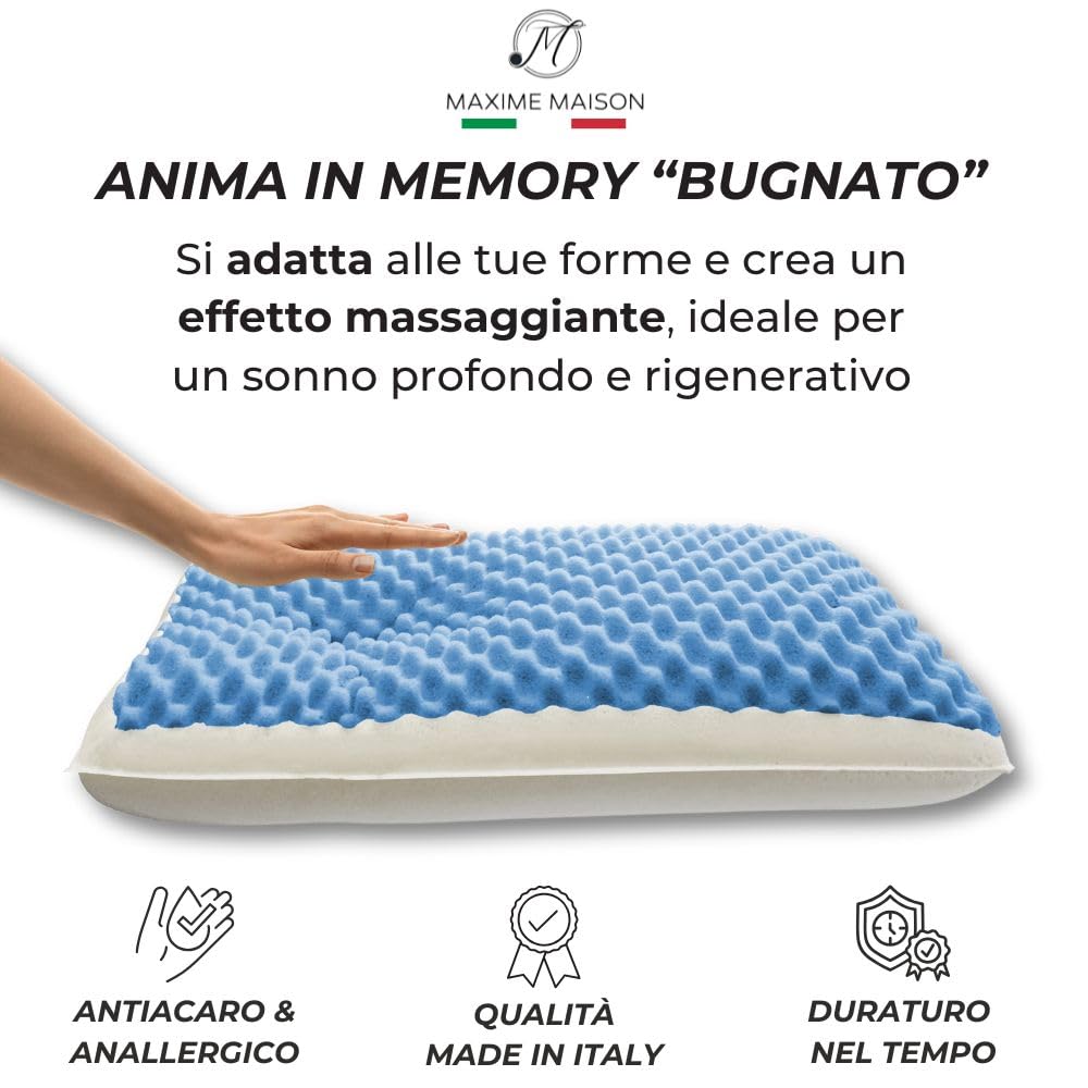 Cuscino Cervicale in Memory Foam Bugnato ad Effetto Massaggiante, Made in Italy