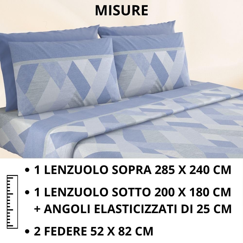 Completo Lenzuola Flanella in Cotone Stampate - Invernali con Fantasia Elegante