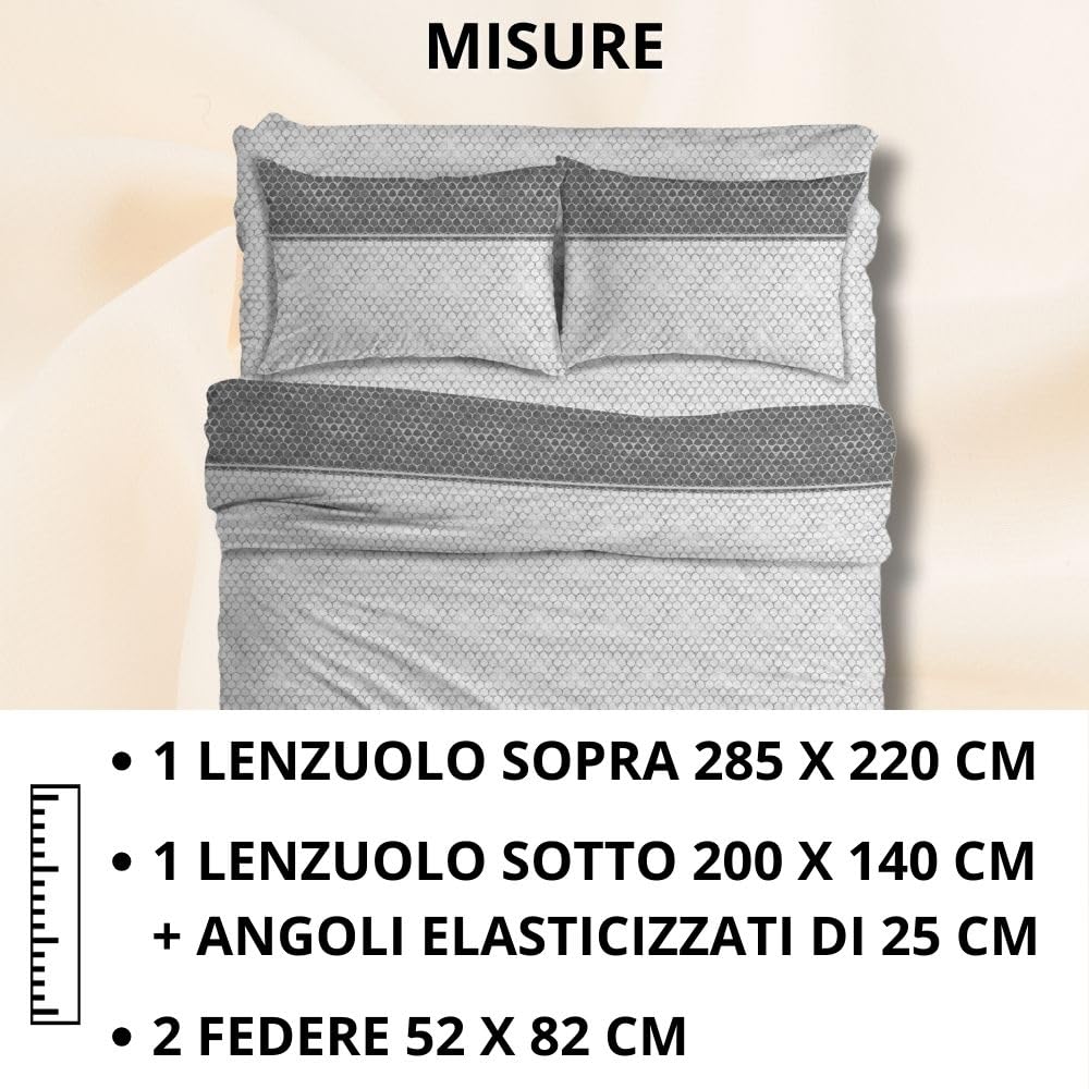 Completo Lenzuola Stampate, Misto Cotone, con Federe, Made in Italy