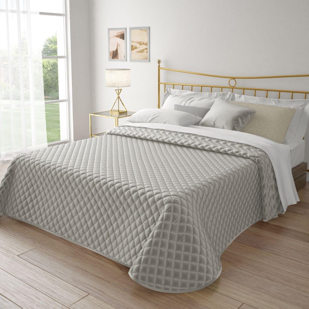 MAXIME MAISON - Trapunta Primaverile Autunnale Trapuntata in Morbido Velluto Elegante, Copriletto Leggero Made in Italy, Sensazione di Vero Lusso al Tatto