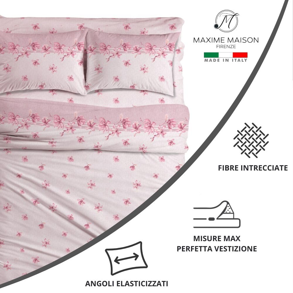 Completo Lenzuola Stampate, Misto Cotone, con Federe, Made in Italy
