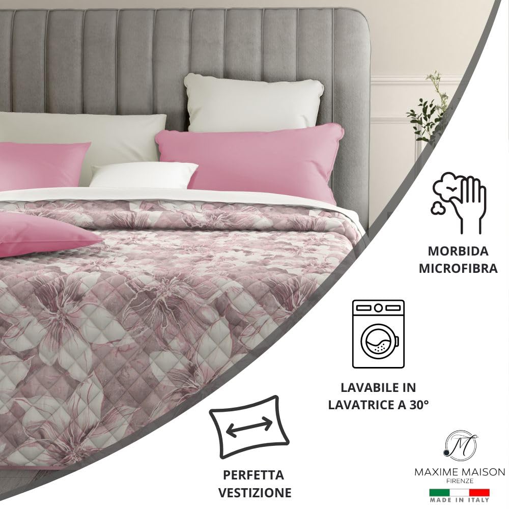 MAXIME MAISON - Copriletto Singolo Primaverile Estivo (100 gr/mq) Trapuntino Estivo Singolo, Trapunta Letto Singolo Leggera, Trapuntino Singolo Mezza Stagione in Raso di Cotone Satin, Made in Italy