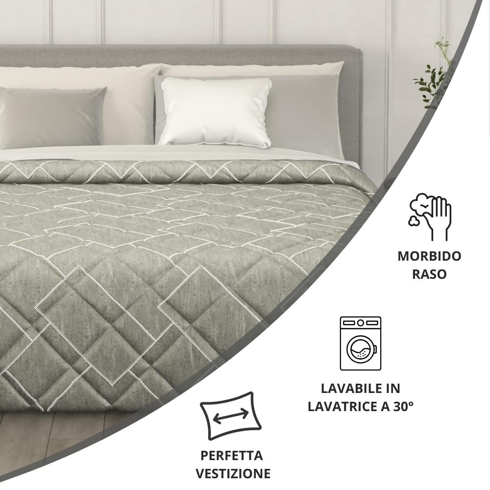 Trapunta Invernale in Raso Jacquard, Piumone Matrimoniale Invernale (300gr/mq)