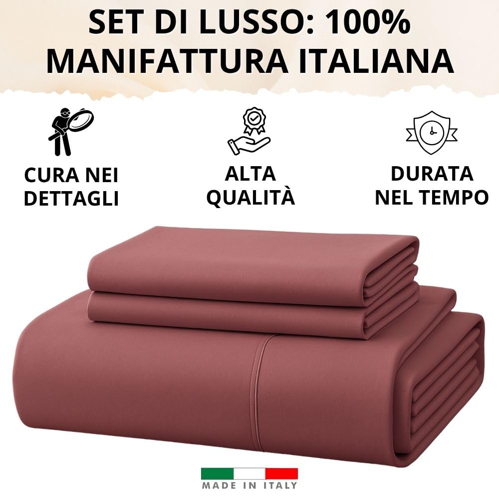 MAXIME MAISON - Set Lenzuola Letto Singolo 3 Pezzi, Completo Letto SIngolo in Microfibra Made in Italy, Biancheria da Letto 1 Lenzuolo con Angoli, 1 Lenzuolo Sopra, 1 Federa