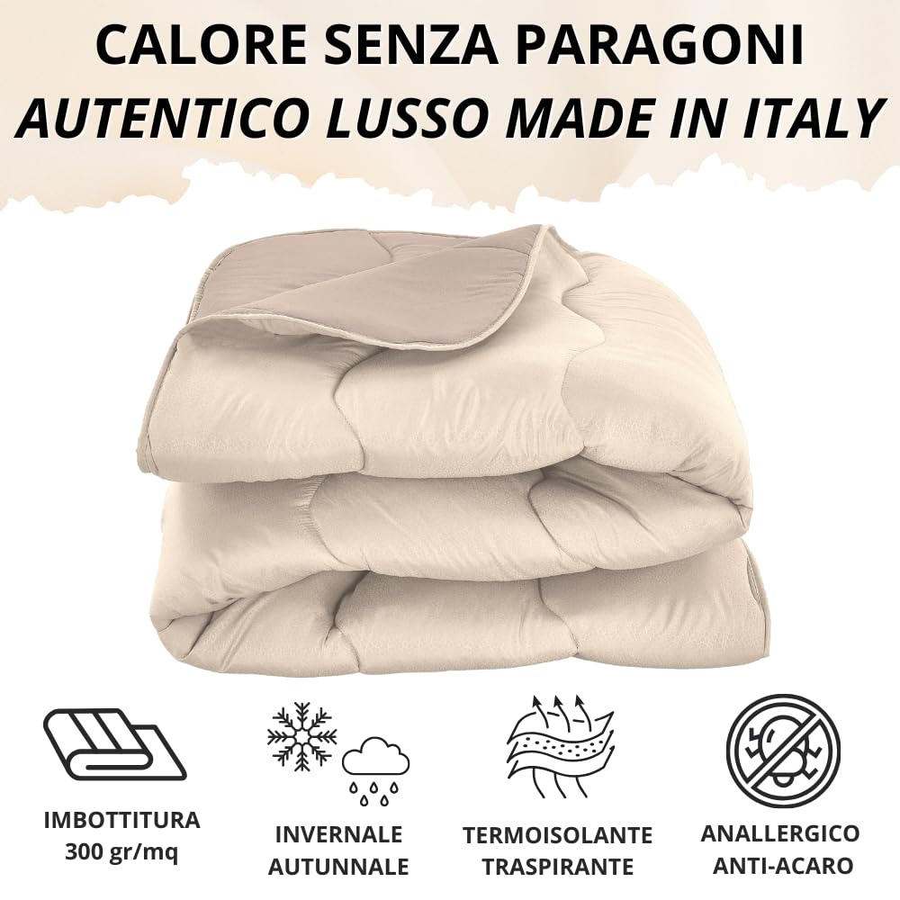 Trapunta Piumone Invernale Double-Face in Morbida Microfibra Imbottitura 300 gr/mq