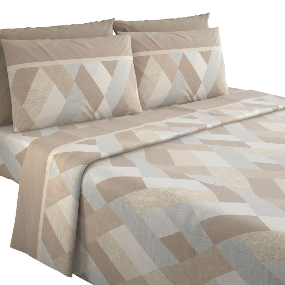 Completo Lenzuola Flanella in Cotone Stampate - Invernali con Fantasia Elegante