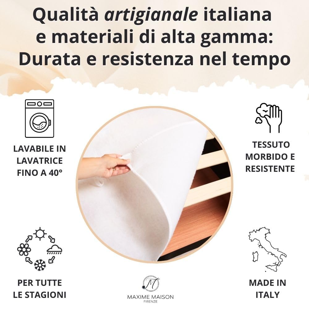 Coprirete Trapuntato con Imbottitura, Lacci agli Angoli, Anallergico e Antiacaro, Traspirante, Manifattura Made in Italy