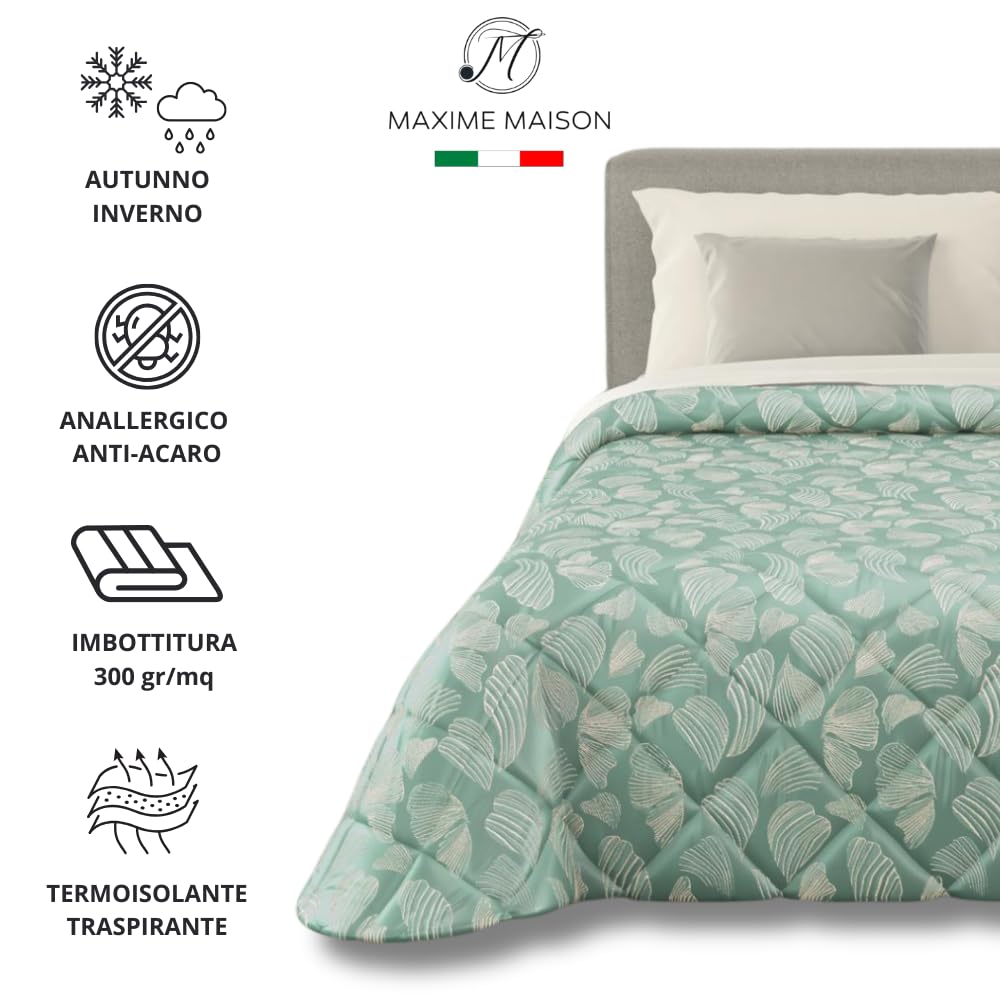 Trapunta Invernale in Raso Jacquard, Piumone Matrimoniale Invernale (300gr/mq)
