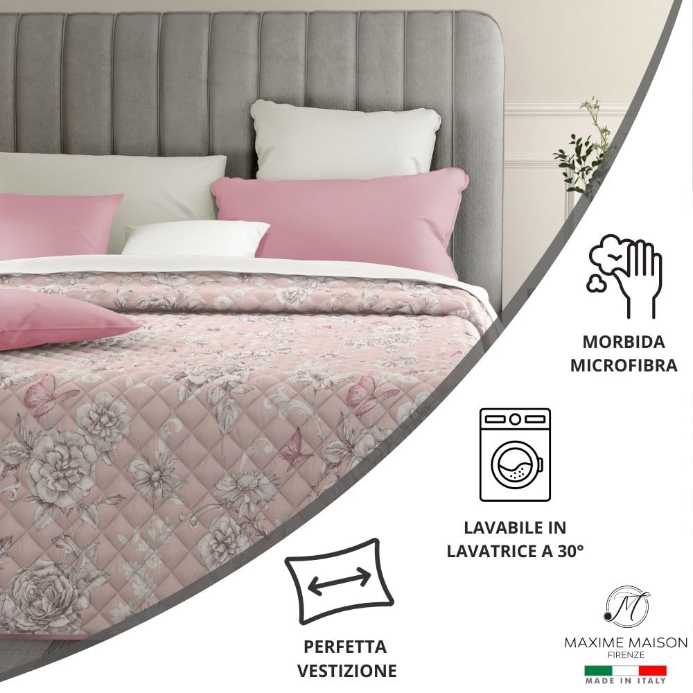 MAXIME MAISON - Copriletto Singolo Primaverile Estivo (100 gr/mq) Trapuntino Estivo Singolo, Trapunta Letto Singolo Leggera, Trapuntino Singolo Mezza Stagione in Raso di Cotone Satin, Made in Italy
