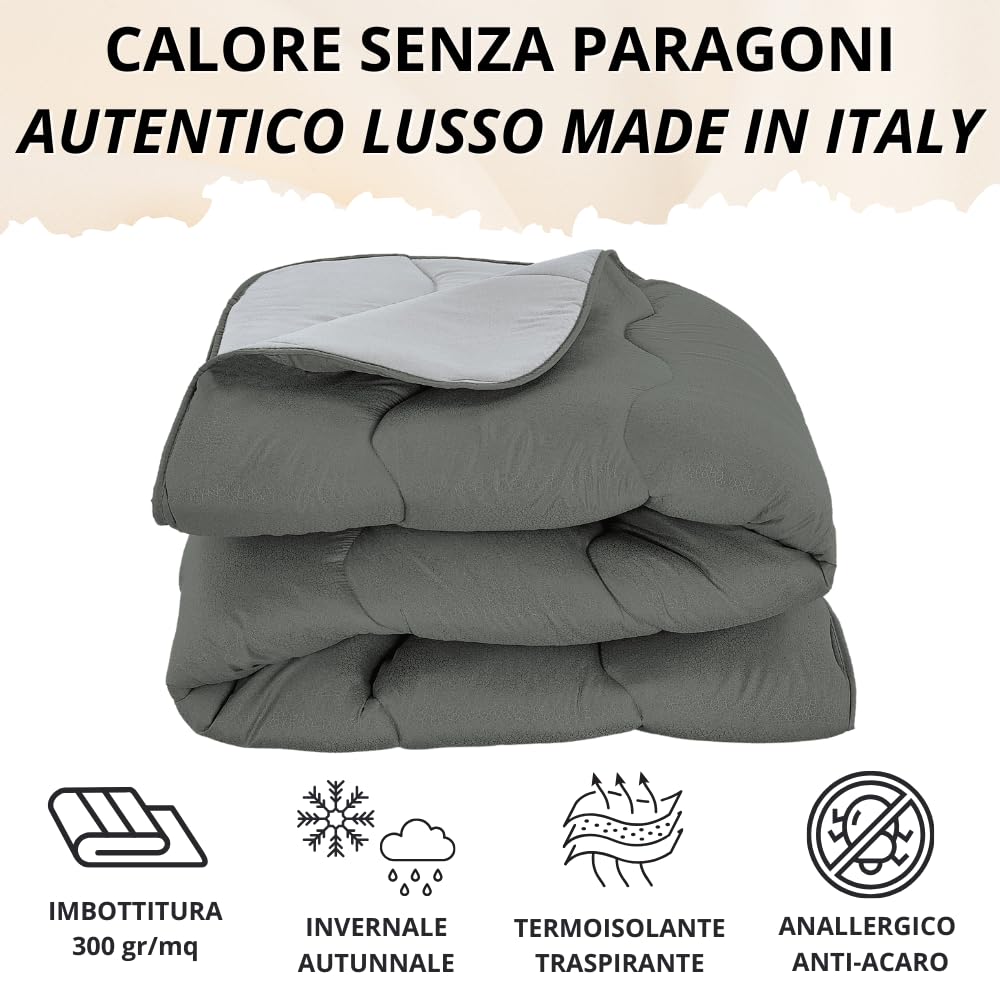 Trapunta Piumone Invernale Double-Face in Morbida Microfibra Imbottitura 300 gr/mq