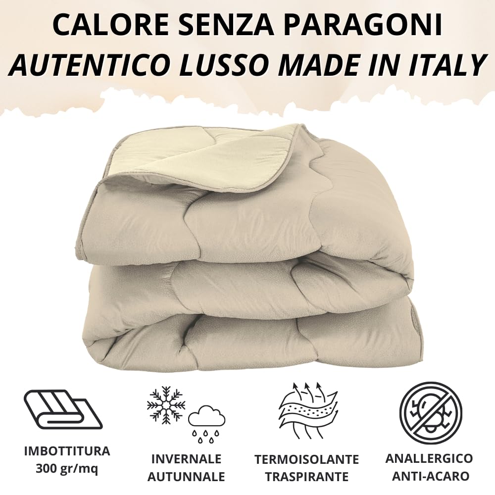 Trapunta Piumone Invernale Double-Face in Morbida Microfibra Imbottitura 300 gr/mq