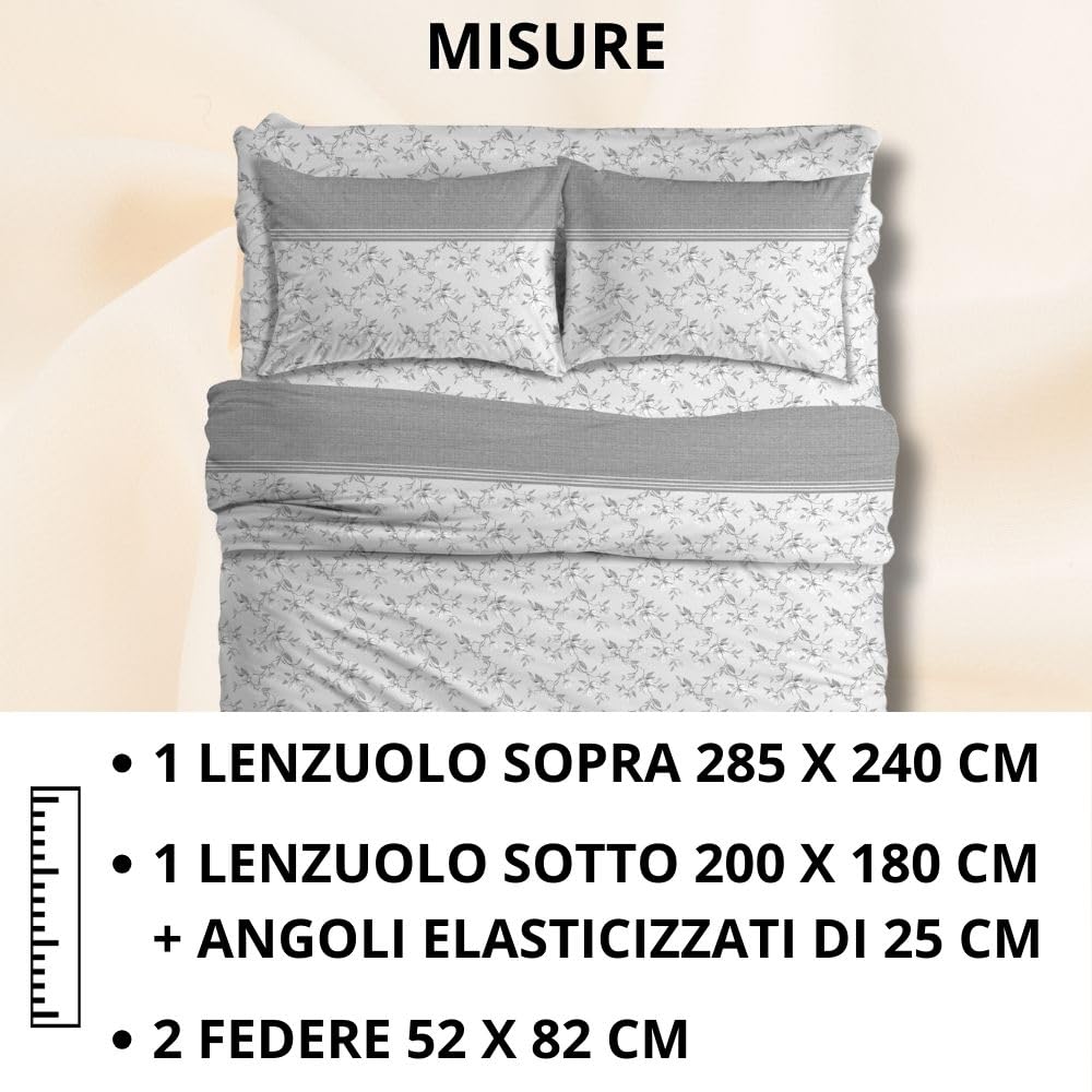 Completo Lenzuola Stampate, Misto Cotone, con Federe, Made in Italy