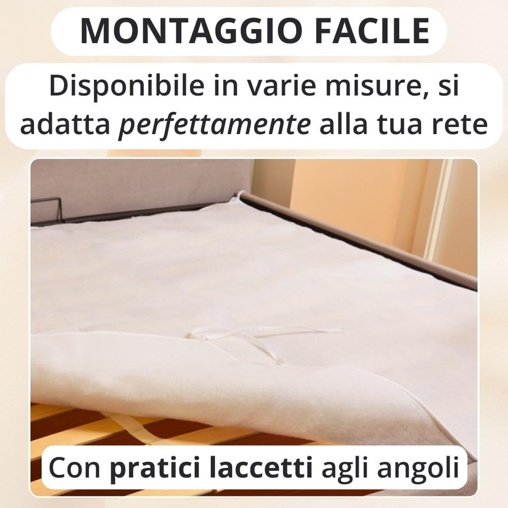 Coprirete Trapuntato con Imbottitura, Lacci agli Angoli, Anallergico e Antiacaro, Traspirante, Manifattura Made in Italy
