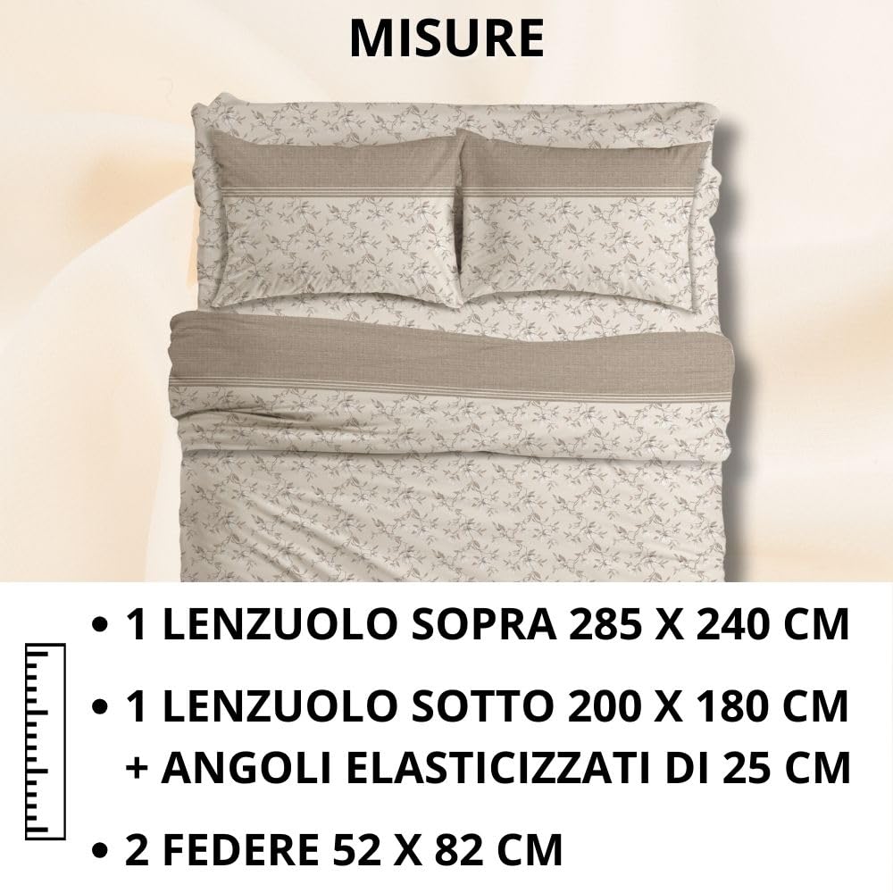 MAXIME MAISON Firenze - Set Lenzuola Letto Singolo Cotone 100% Completo con Federe Cuscini Stampate, Made in Italy Anallergico e Antiacaro (Motivo Ambra)