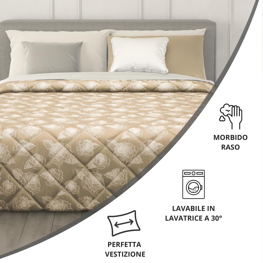 Trapunta Invernale in Raso Jacquard, Piumone Matrimoniale Invernale (300gr/mq)