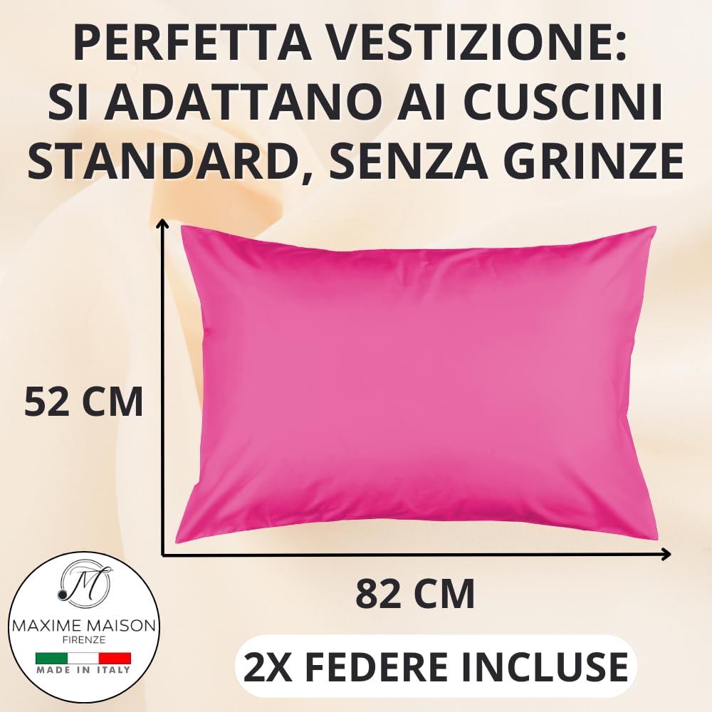 Federe Cuscino Letto, Misto Cotone, Tinta Unita (Misure 52x82cm), Chiusura a Busta, Fodera Cuscini, Copri Cuscino Letto, Federe Cuscini, Cotone