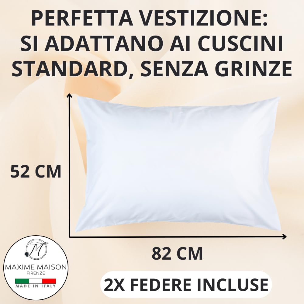 Federe Cuscino Letto, Misto Cotone, Tinta Unita (Misure 52x82cm), Chiusura a Busta, Fodera Cuscini, Copri Cuscino Letto, Federe Cuscini, Cotone