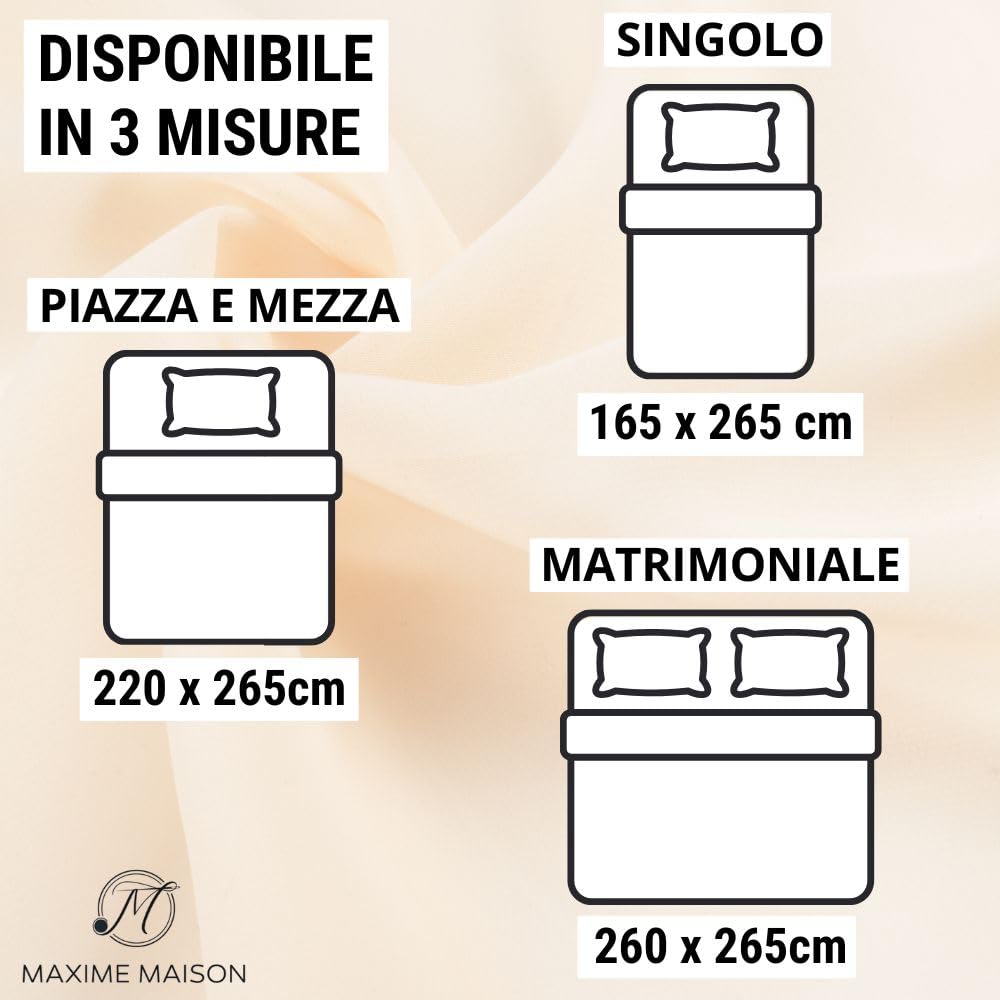 MAXIME MAISON - Trapunta Primaverile Autunnale Trapuntata in Morbido Velluto Elegante, Copriletto Leggero Made in Italy, Sensazione di Vero Lusso al Tatto