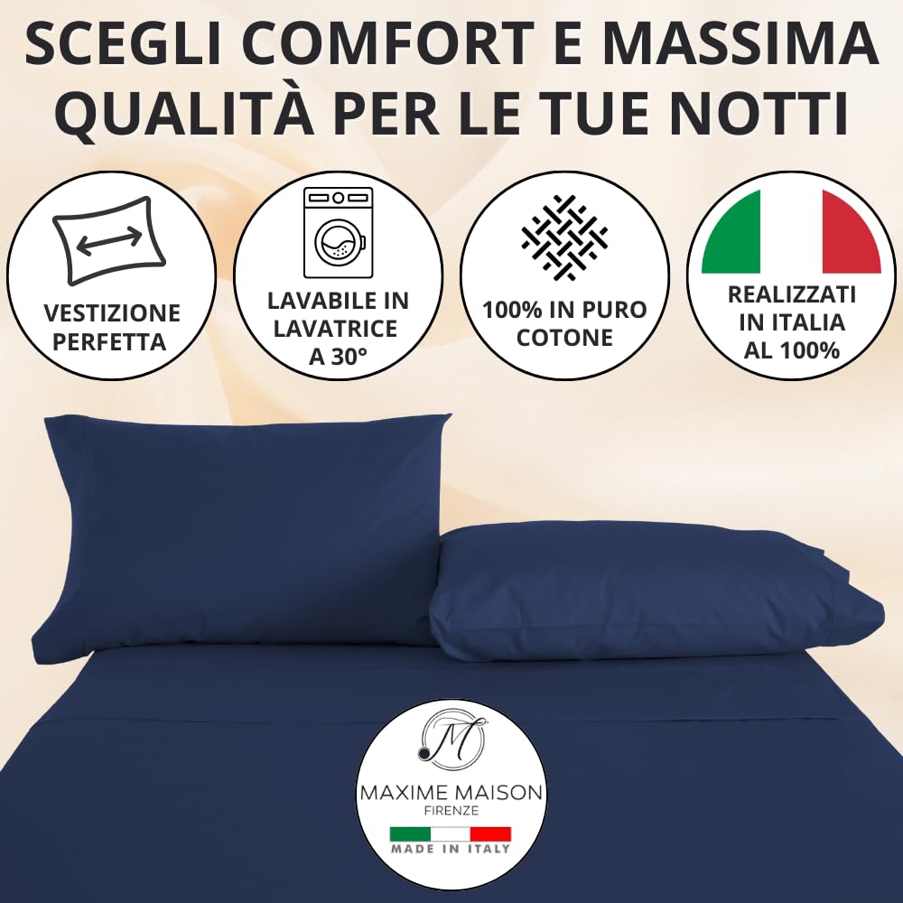 Federe Cuscino Letto, Misto Cotone, Tinta Unita (Misure 52x82cm), Chiusura a Busta, Fodera Cuscini, Copri Cuscino Letto, Federe Cuscini, Cotone