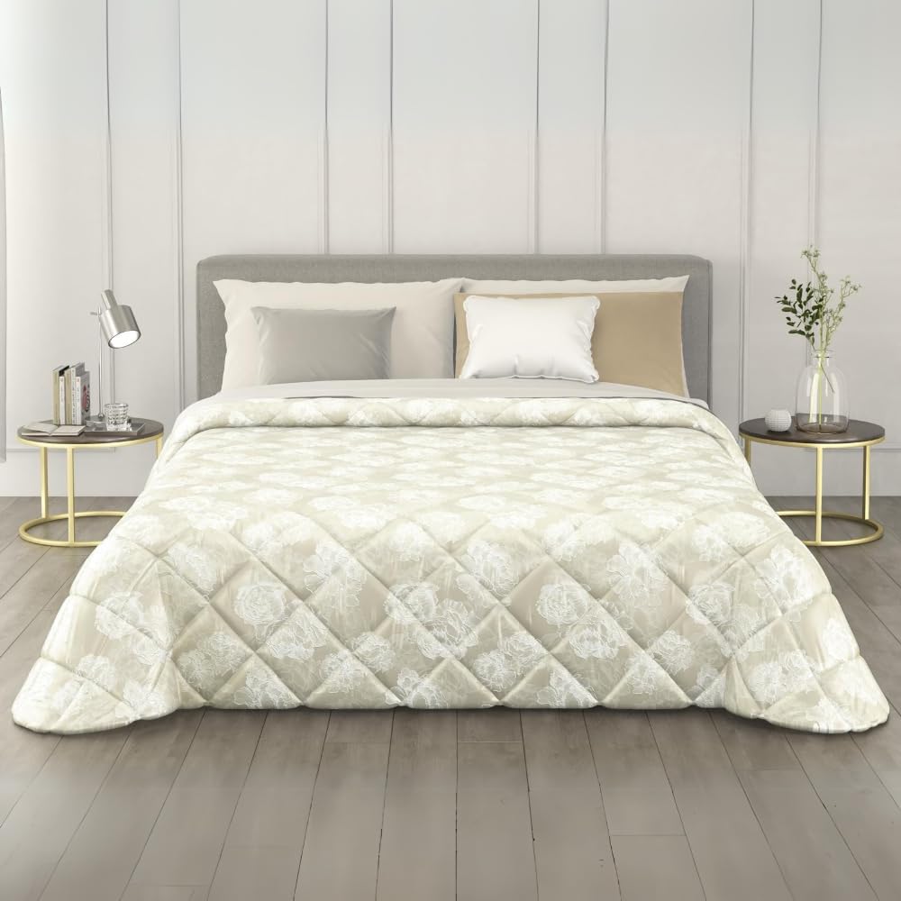 Trapunta Invernale in Raso Jacquard, Piumone Matrimoniale Invernale (300gr/mq)