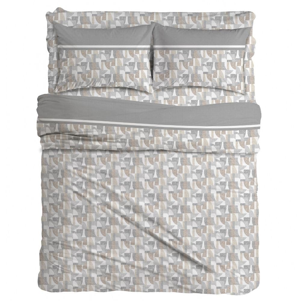 MAXIME MAISON Firenze - Set Lenzuola Letto Singolo Cotone 100% Completo con Federe Cuscini Stampate, Made in Italy Anallergico e Antiacaro (Motivo Ambra)