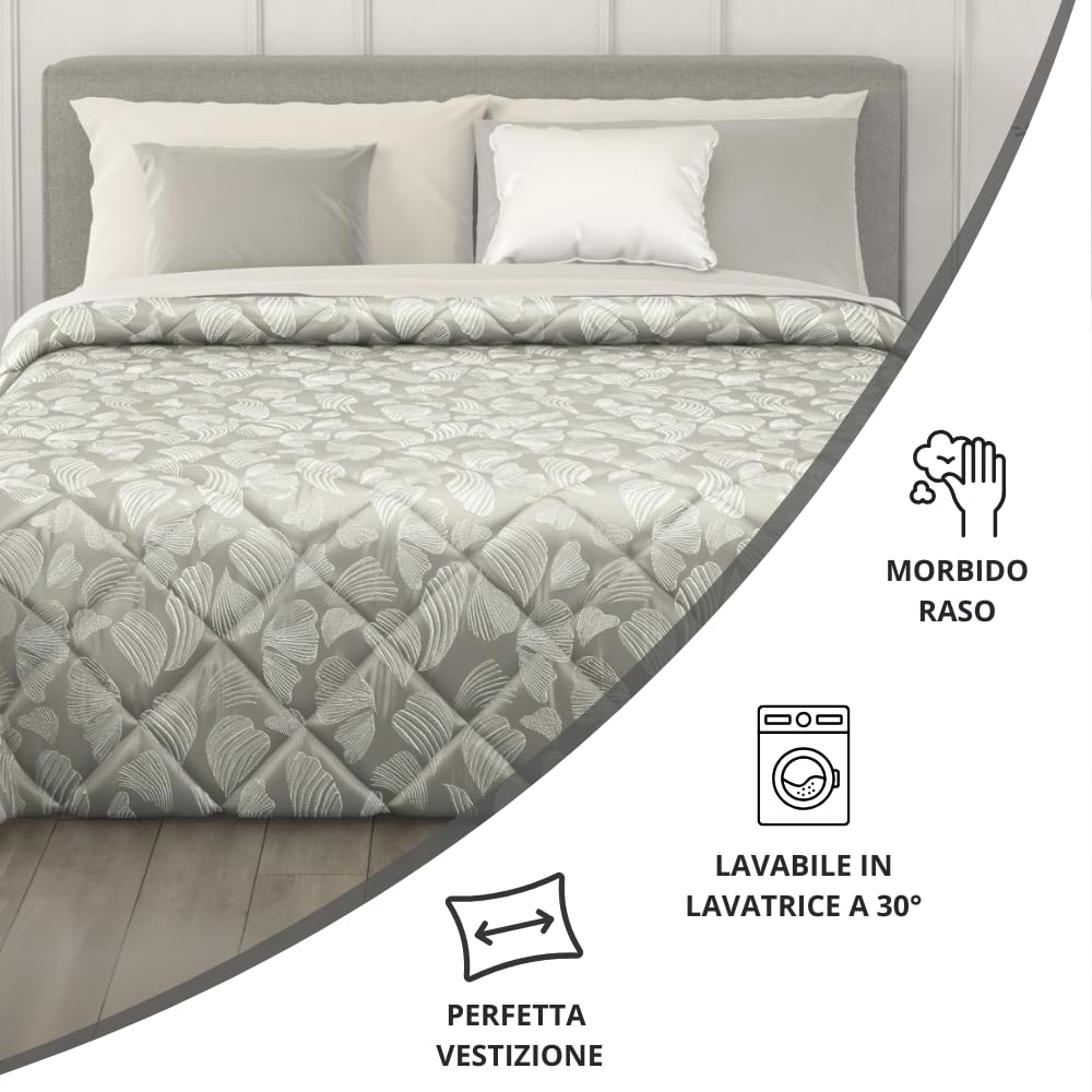 Trapunta Invernale in Raso Jacquard, Piumone Matrimoniale Invernale (300gr/mq)