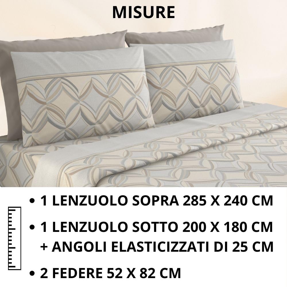 Completo Lenzuola Flanella in Cotone Stampate - Invernali con Fantasia Elegante
