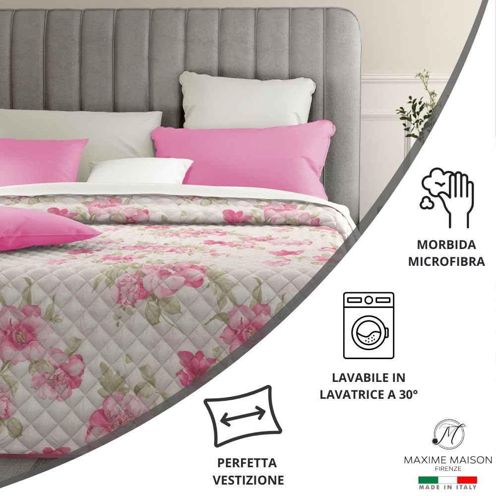 MAXIME MAISON - Copriletto Singolo Primaverile Estivo (100 gr/mq) Trapuntino Estivo Singolo, Trapunta Letto Singolo Leggera, Trapuntino Singolo Mezza Stagione in Raso di Cotone Satin, Made in Italy