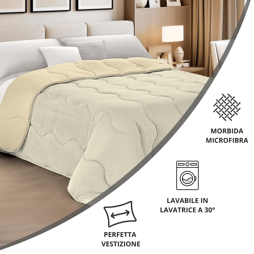 Trapunta Piumone Invernale Double-Face in Morbida Microfibra Imbottitura 300 gr/mq